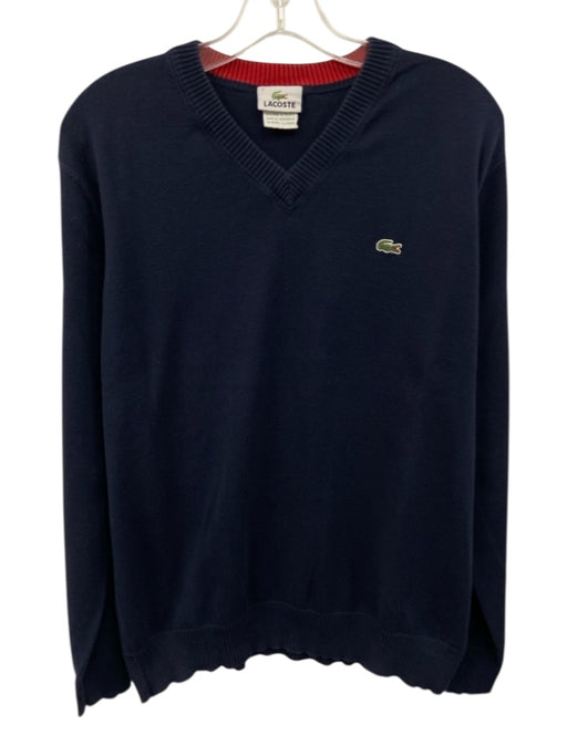 Lacoste Size 5 Blue Cotton Solid V Neck Men's Sweater Blue / 5
