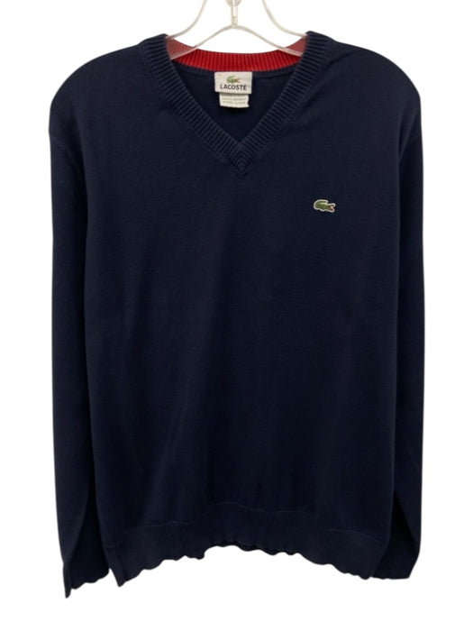 Lacoste Size 5 Blue Cotton Solid V Neck Men's Sweater Blue / 5