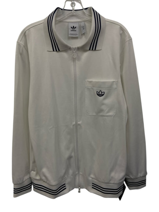 Adidas Size M White Synthetic Solid Track Men's Jacket White / M