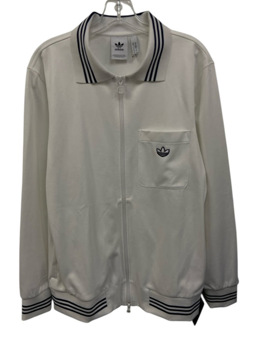 Adidas Size M White Synthetic Solid Track Men's Jacket White / M