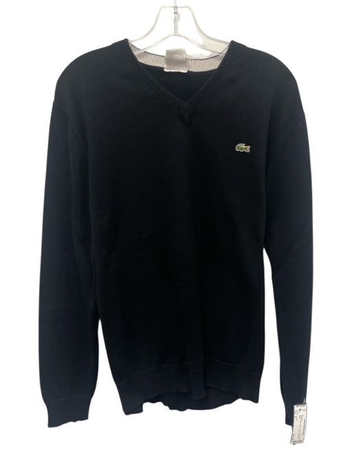 Lacoste Size 5 Black Cotton Solid V Neck Men's Sweater Black / 5