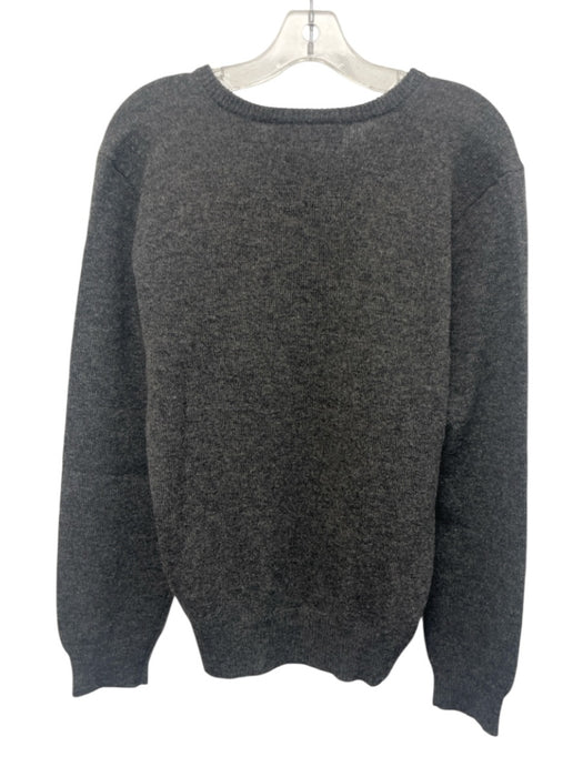 Polo Size M Dark Gray Wool Solid V Neck Men's Sweater Dark Gray / M