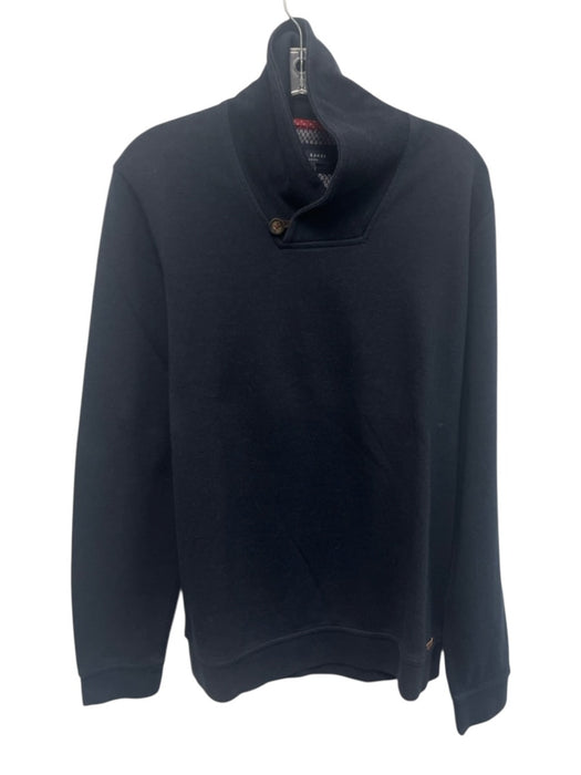 Ted Baker Size 4 Navy Blue Cotton Blend Solid Shawl collar Long Sleeve Shirt Navy Blue / 4