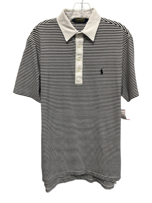 Polo Golf Size S Black & White Cotton Striped Polo Men's Short Sleeve Black & White / S