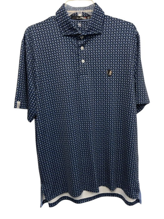 Peter Millar Size M Blue Synthetic Clover Polo Athleisure Men's Short Sleeve Blue / M