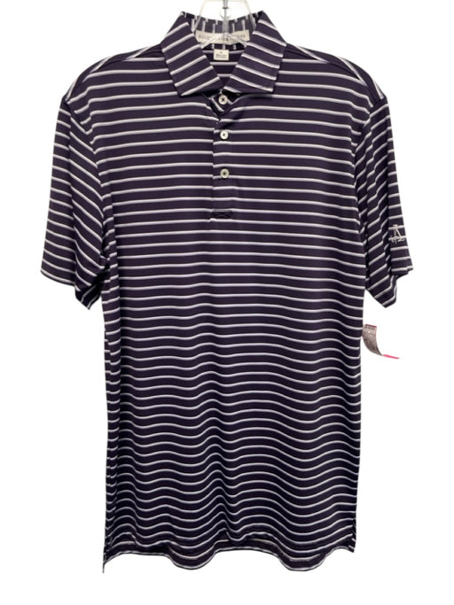 Holderness & Bourne Size S Purple & White Synthetic Striped Polo Short Sleeve Purple & White / S