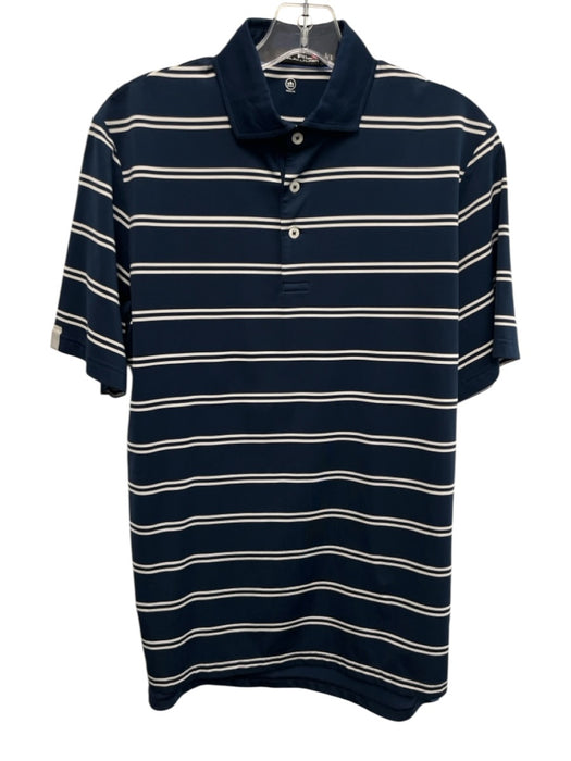 RLX Size S Blue & White Synthetic Striped Polo Athleisure Men's Short Sleeve Blue & White / S