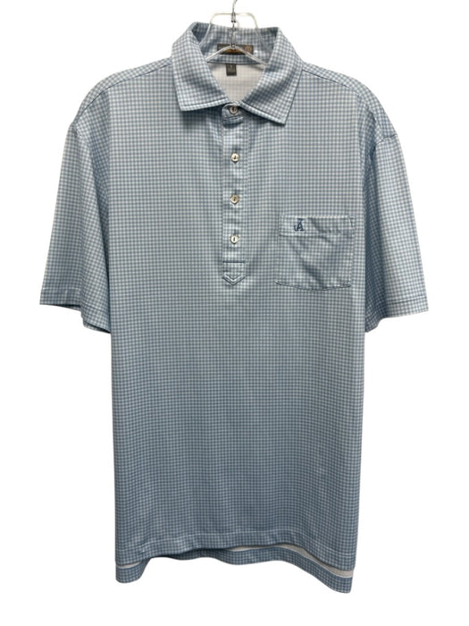 Peter Millar Size S Light Blue & White Synthetic Gingham Button Up Short Sleeve Light Blue & White / S