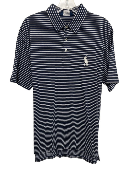 Polo Golf Size M Blue & White Cotton Striped Polo Men's Short Sleeve Blue & White / M
