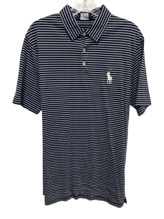 Polo Golf Size M Blue & White Cotton Striped Polo Men's Short Sleeve Blue & White / M