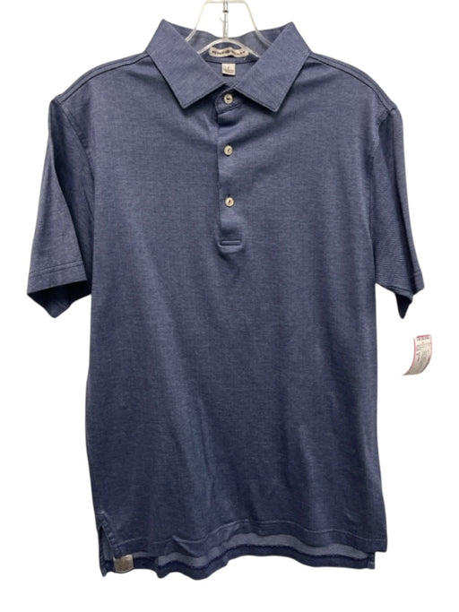 Peter Millar Size S Blue Cotton Herringbone Polo Men's Short Sleeve Blue / S