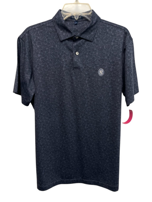 Peter Millar Size M Blue Synthetic Medallion Polo Athleisure Men's Short Sleeve Blue / M
