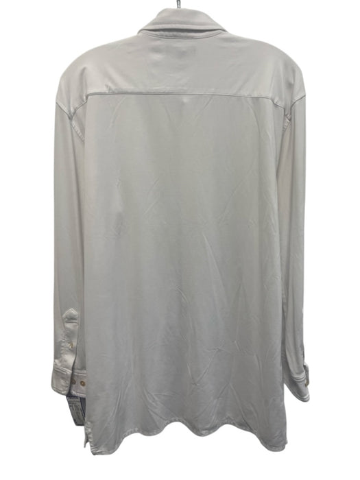 Peter Millar Size M White Cotton Blend Solid Button Down Men's Long Sleeve Shirt White / M