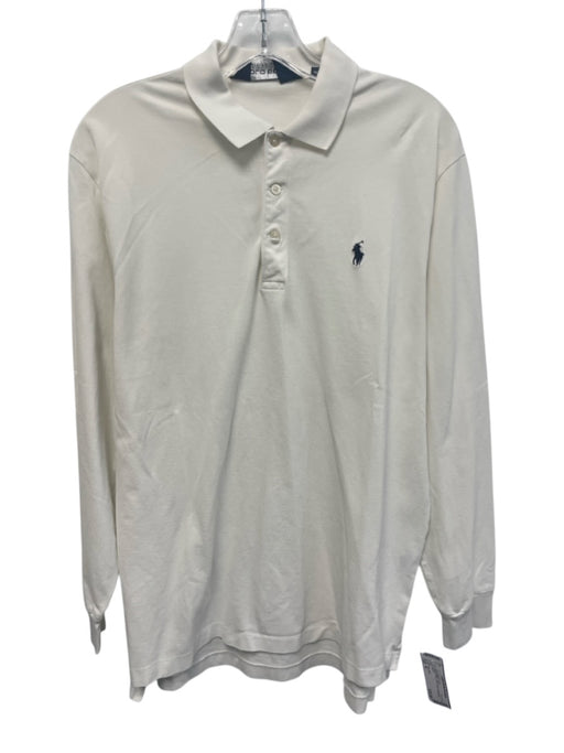 Polo Golf Size M White Cotton Solid Polo Men's Long Sleeve Shirt White / M