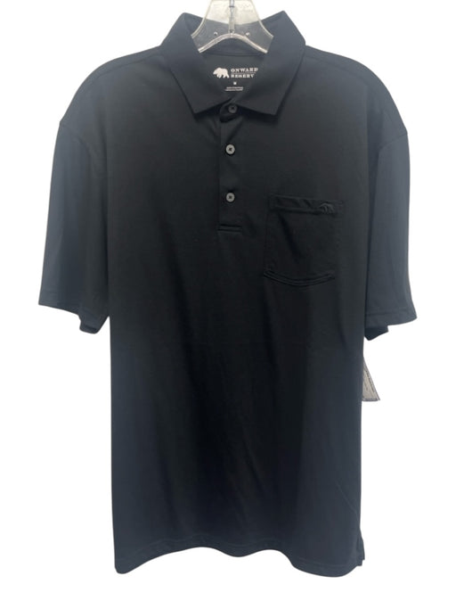 Onward Reserve Size M Black Cotton Blend Solid Polo Men's Short Sleeve Black / M