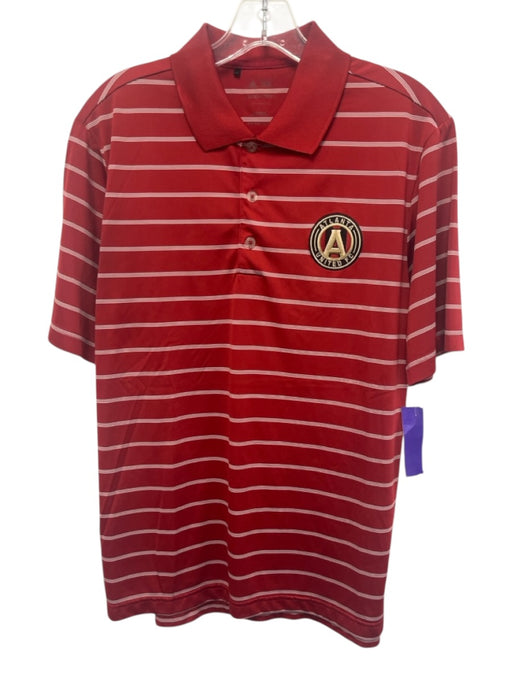 Adidas Size S Red & White Synthetic Striped Polo Men's Short Sleeve Red & White / S