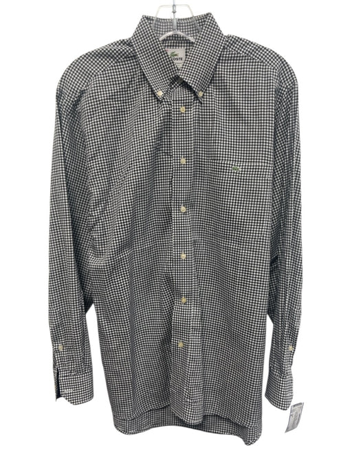 Lacoste Size 40 Black & White Cotton Gingham Button Up Men's Long Sleeve Shirt Black & White / 40