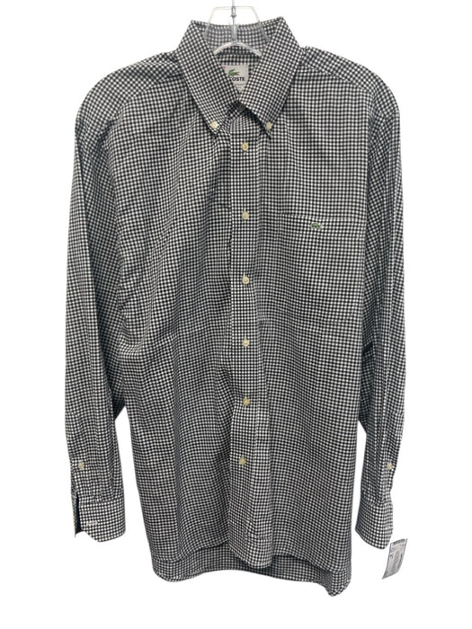 Lacoste Size 40 Black & White Cotton Gingham Button Up Men's Long Sleeve Shirt Black & White / 40
