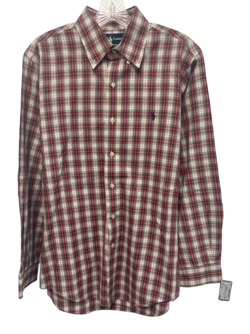 Ralph Lauren Size 15.5 Red & White Cotton Plaid Button up Long Sleeve Shirt Red & White / 15.5