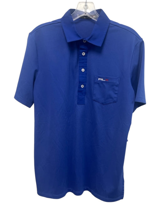 RLX Size M Blue Synthetic Solid Polo Men's Short Sleeve Blue / M