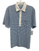 Criquet Size M Blue & White Cotton Striped Polo Men's Short Sleeve Blue & White / M