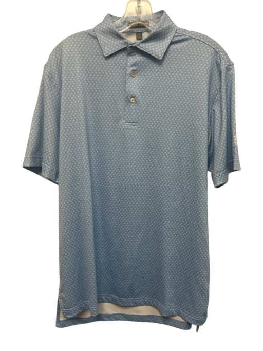 Peter Millar Size S Light Blue & White Synthetic Abstract Polo Short Sleeve Light Blue & White / S