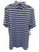 Stitch Size S Blue & White Synthetic Stripe Polo Men's Short Sleeve Blue & White / S