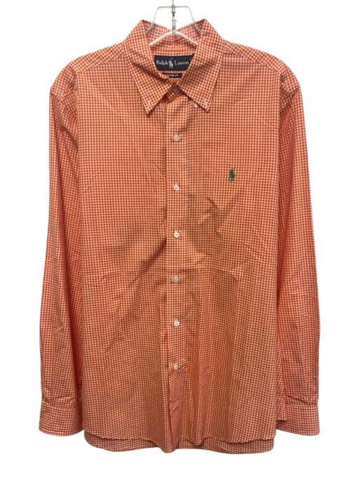 Ralph Lauren Size M Orange & White Cotton Gingham Button Up Long Sleeve Shirt Orange & White / M