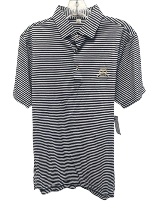 Peter Millar Size S Blue & White Cotton Striped Polo Men's Short Sleeve Blue & White / S