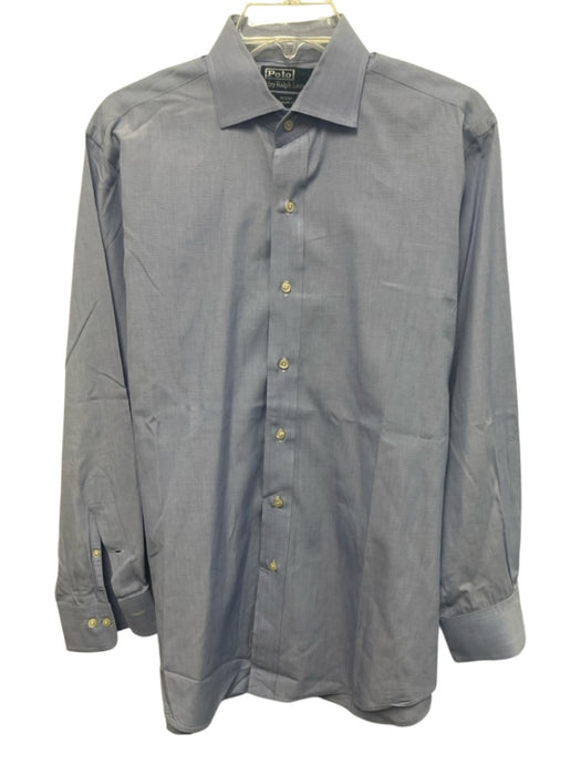 Polo Size 16 Blue Cotton Solid Spread Collar Button up Men's Long Sleeve Shirt Blue / 16
