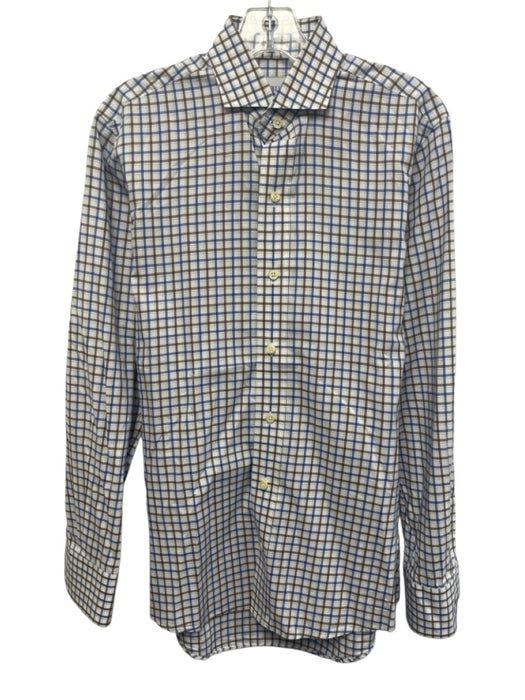 Ledbury Size S White & Multi Cotton Grid Button Up Men's Long Sleeve Shirt White & Multi / S