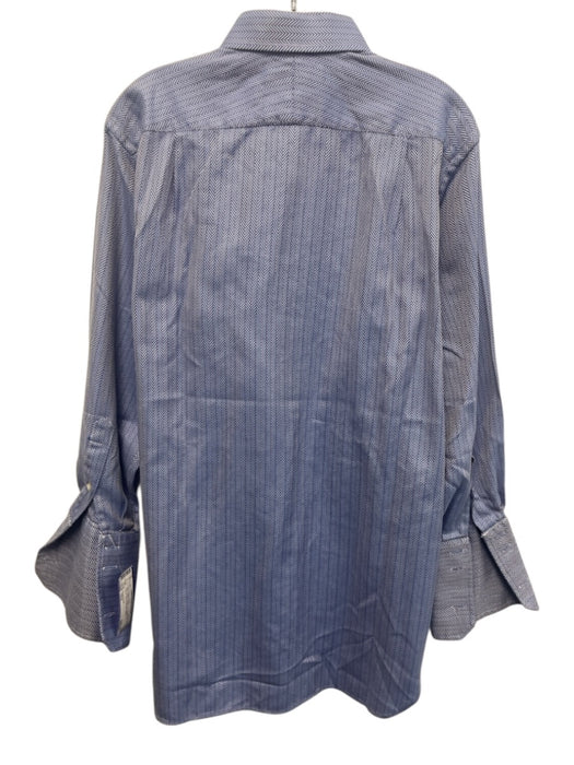 Thomas Pink Size 15.5 Blue Cotton Striped Button Up Men's Long Sleeve Shirt Blue / 15.5