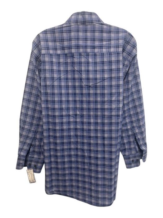 Robert Talbott Size M Blue Cotton Plaid Button Up Men's Long Sleeve Shirt Blue / M