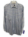 Bugatchi Size M White & Blue Cotton Plaid Button Up Men's Long Sleeve Shirt White & Blue / M