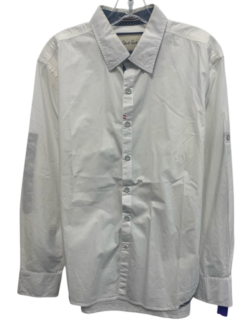 Robert Graham Size M White Cotton Solid Button Up Men's Long Sleeve Shirt White / M