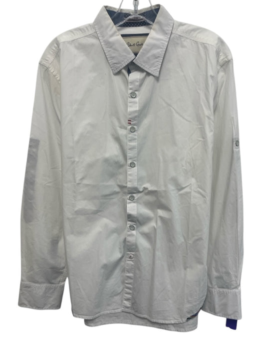 Robert Graham Size M White Cotton Solid Button Up Men's Long Sleeve Shirt White / M