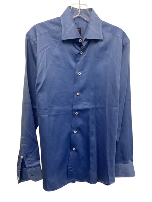 Robert Talbott Size 15 Blue Cotton Twill Button Up Men's Long Sleeve Shirt Blue / 15