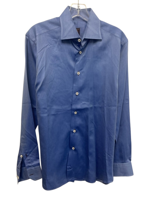 Robert Talbott Size 15 Blue Cotton Twill Button Up Men's Long Sleeve Shirt Blue / 15