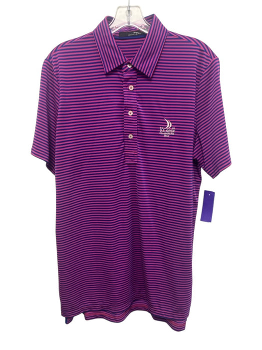 RLX Size M Purple & Blue Print Synthetic Striped Polo Athleisure Short Sleeve Purple & Blue Print / M