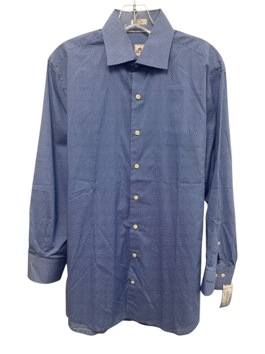 Peter Millar Size M Blue Hombre Cotton Dots Button Up Men's Long Sleeve Shirt Blue Hombre / M