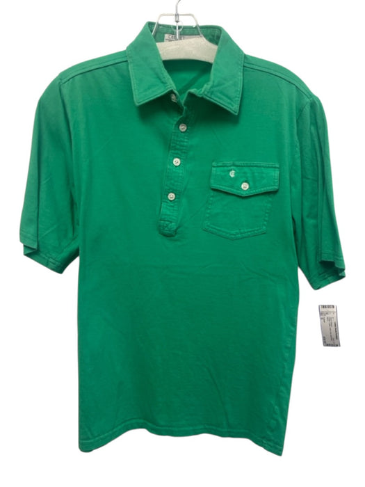 Criquet Size S Green Cotton Solid Polo Men's Short Sleeve Green / S