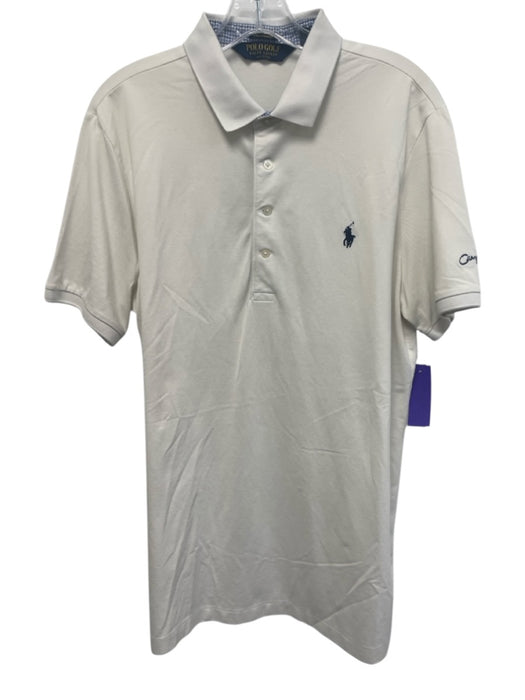 Polo Golf Size L White Synthetic Solid Polo Athleisure Men's Short Sleeve White / L