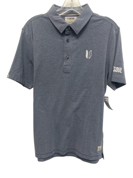 Linksoul Size S Blue Cotton Blend Solid Athletic Polo Men's Short Sleeve Blue / S