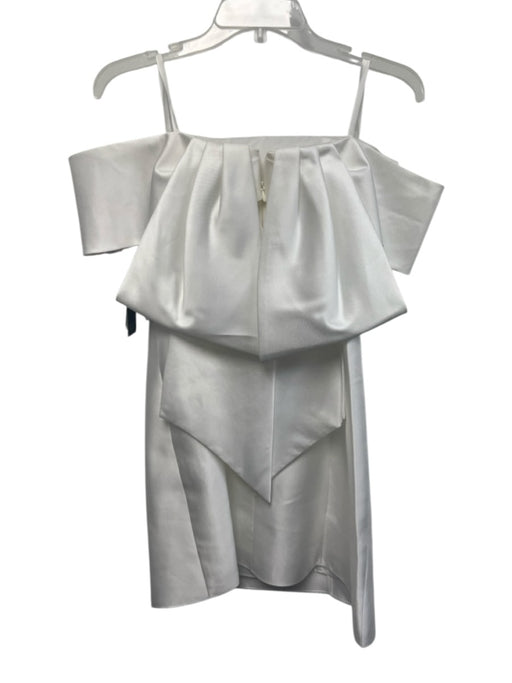 Adrianna Papell Size 4 White Polyester Off Shoulder Pop Over Bow Detail Dress White / 4