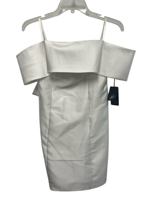 Adrianna Papell Size 4 White Polyester Off Shoulder Pop Over Bow Detail Dress White / 4