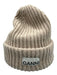 Ganni Beige Wool & Polyamide Rib Knit cuff Beanie Hat Beige / One Size
