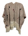 Ulla Johnson Cream, Brown, Red Cotton Fringe Woven Cape Poncho Cream, Brown, Red / One Size