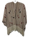Ulla Johnson Cream, Brown, Red Cotton Fringe Woven Cape Poncho Cream, Brown, Red / One Size