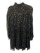 Frame Size S Black & Gold Viscose & Metallic Long puff sleeve Mock Neck Dress Black & Gold / S