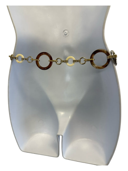 Dolce & Gabbana Black, Brown, White Leather Gold hardware Circles Chain Belts Black, Brown, White / 34